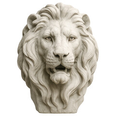 Obraz premium Majestic Lion Head Sculpture Carved from White Marble