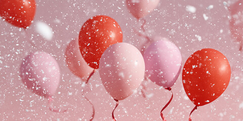 Colorful balloons floating in the air against a soft background, perfect for celebrations and special events.