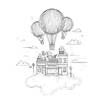 Illustration of a person playing the violin with musical notes above their head in black and white style