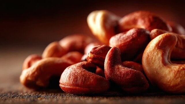 Close-up of roasted cashews