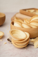 Homemade tartlets on light background