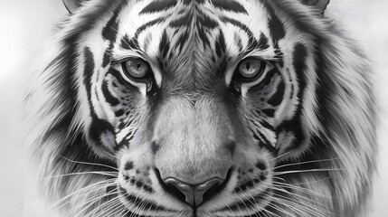 detailed pencil drawing of a tiger’s face, expressive eyes