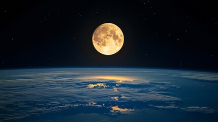 Moon, ground, and earth view in space for scientific research, astronomy, and planetary exploration. A striking image capturing the vastness of the universe and the beauty of space, Generative AI