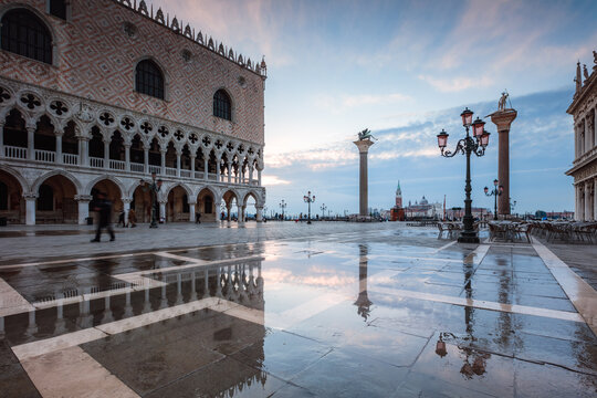 Doge's palace at high tide, Venice, Italy