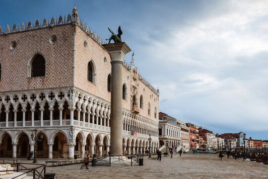 Ducal palace and St Mark lion, Venice, Italy