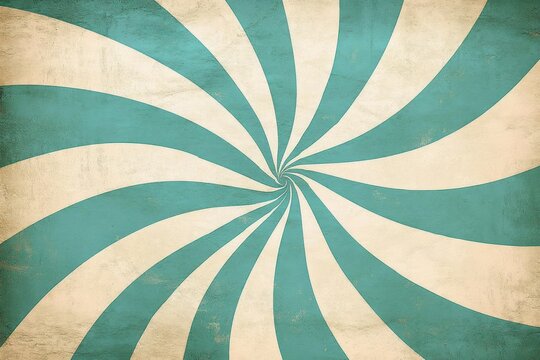 vintage textured spiral pattern with teal and off-white swirls radiating from center creating hypnotic optical illusion - Powered by Adobe