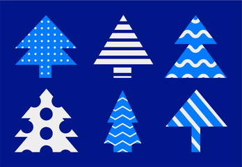 Geometric Blue and White Christmas Tree Collection