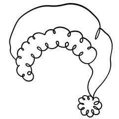 Christmas Santa Claus hat one line art drawing