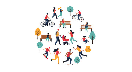 People enjoying outdoor recreational activities in a park setting during daytime.