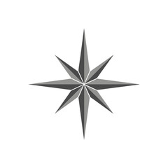 Obraz premium Faceted Grey Eight-Point Star Icon Design. Geometric Starburst Symbol or Emblem on White Background. Modern Graphic Element
