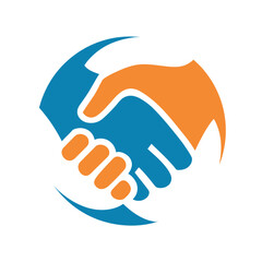 Obraz premium Abstract Handshake Icon for Business Partnership, Collaboration, Agreement, and Trust Symbol