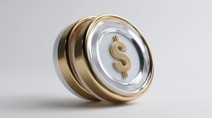 Stack of Golden Coins with Currency Symbol, Representing Wealth, Savings, Investments and Financial Security on a Neutral Background