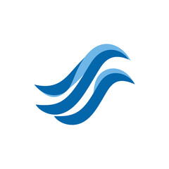 Fototapeta premium Abstract blue flowing wave design. Modern dynamic graphic element representing movement, technology, water, or communication.