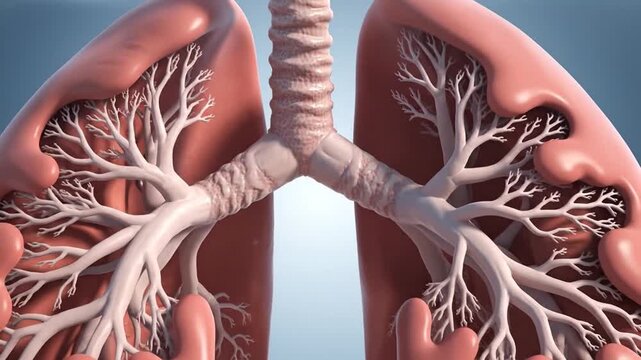 Viewing Human Lungs Anatomy in a Medical Illustration for Educational Purposes