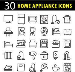 Home appliances vector set, household electronics outline icons, kitchen device line art collection, domestic equipment minimal illustrations, electric tools modern design bundle