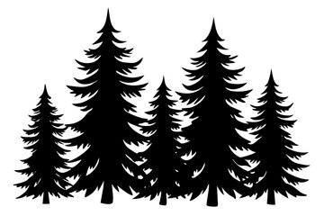 pine tree silhouette vector,  christmas tree black symbol