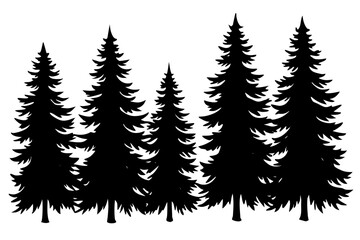 pine tree silhouette vector,  christmas tree black symbol