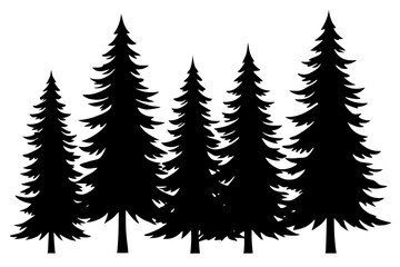 pine tree silhouette vector,  christmas tree black symbol