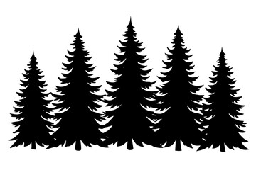 pine tree silhouette vector,  christmas tree black symbol
