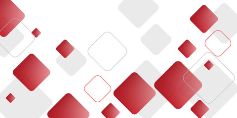 White background with abstract red grey square decoration. Vector illustration for modern presentation background, brochure design, business card background, website slider, landing page
