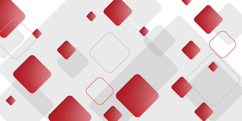 White background with abstract red grey square decoration. Vector illustration for modern presentation background, brochure design, business card background, website slider, landing page