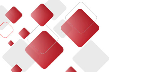 White background with abstract red grey square decoration. Vector illustration for modern presentation background, brochure design, business card background, website slider, landing page