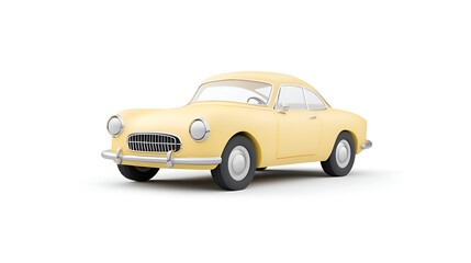 Yellow vintage car illustration classic vehicle design isolated on white background