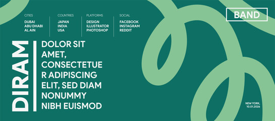 Modern green abstract banner background with curved lines and bold layout design — creative geometric vector composition for digital design and branding templates