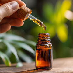 Amber glass dropper bottle for essential oils for aromatherapy, healing, and natural wellness