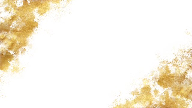 luxurious golden foil stain sparkle border on  transparent background,