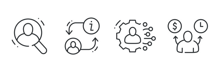 User interface icons for profile management and information flow