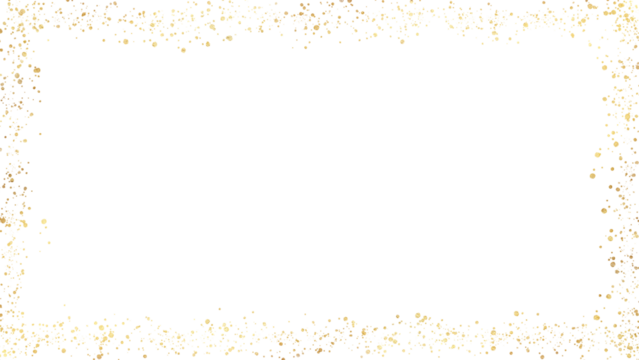 golden  glitter particle sparkle border on transparent background 