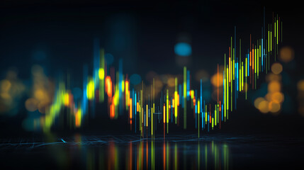 Skyline tall building rising graph market chart design.
