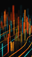 Skyline tall building rising graph market chart design.