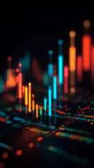 Skyline tall building rising graph market chart design.