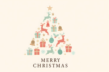 A charming christmas tree design featuring reindeer, gifts, and ornaments, perfect for holiday greetings and festive decor, christmas