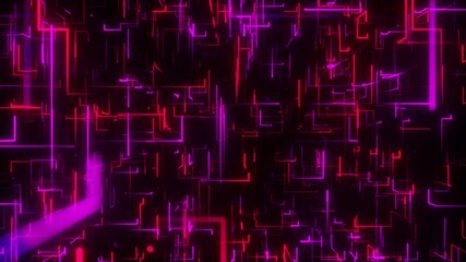 Red and purple technolgoy lines background 3d animation