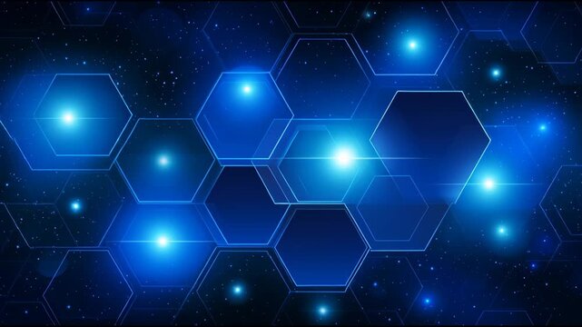Abstract technology background with glowing blue hexagon pattern. digital concept of future network connection showing an innovative futuristic design with data flow