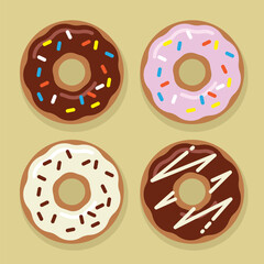 doughnut set, pastry, vector illustration 