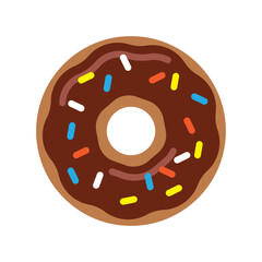doughnut with chocolate simple, vector illustration 