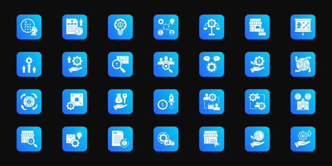 Business strategy   Cohesive set of minimalist vector icons representing key ideas with visual clarity