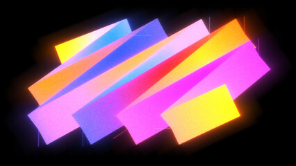 Fototapeta na wymiar An abstract composition featuring neon gradient zigzag in vibrant colors. Film grain effect.