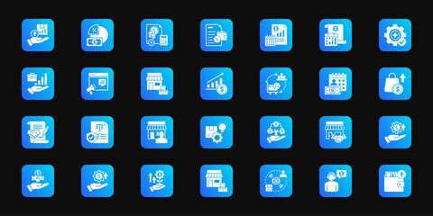 Financial management   Cohesive set of minimalist vector icons representing key ideas with visual clarity