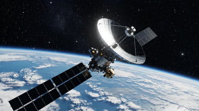 Advanced Satellite Over Earth: Cinematic 3D Render