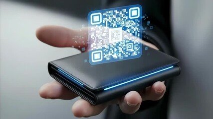 Holographic QR Code Projected from Digital Wallet - Powered by Adobe
