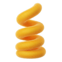 Bright yellow spiral spring toy with rounded ends isolated on transparent background for playful design elements