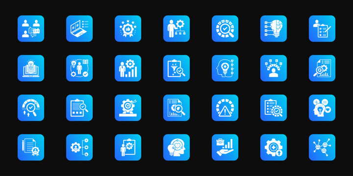 Human resource suite   Cohesive set of minimalist vector icons representing key ideas with visual clarity