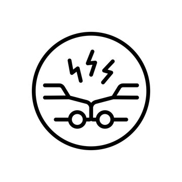 Car accident line icon. Two vehicles colliding outline icon. Symbol, logo vector illustration.