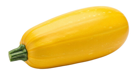 A single ripe yellow spaghetti squash vegetable with a green stem isolated on a transparent background for healthy eating isolated on transparent background