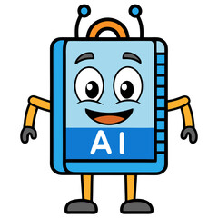 Cute cartoon ai robot character with a friendly expression